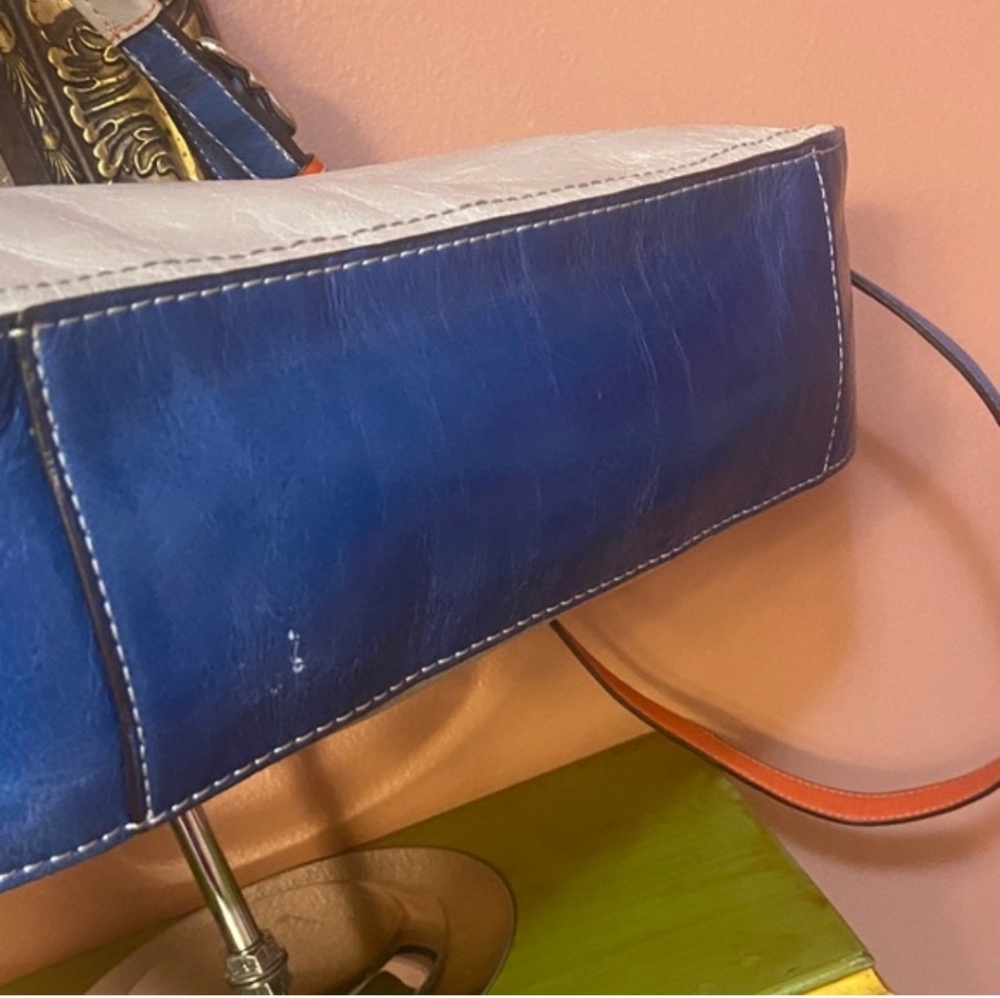 COACH LEGACY-Color Block City Willis Shoulder Crossbody Bag Gray Blue Orange - Picture 8 of 13